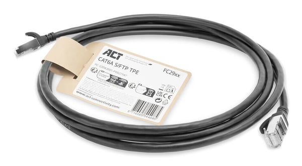ACT FC2900 nätverkskablar Svart 0,5 m Cat6a S/FTP (S-STP) Rund