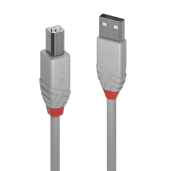 Lindy 36685 USB-kaapeli USB 2.0 5 m USB A USB B 0,48 Gbit/s Harmaa