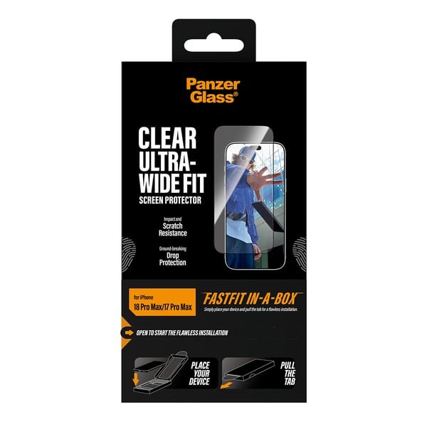 PanzerGlass ® Screen Protector iPhone 2026 Pro Max | 17 Pro Max | Ultra-Wide Fit w. FASTFIT IN-A-BOX Kirkas näytönsuoja 1 kpl