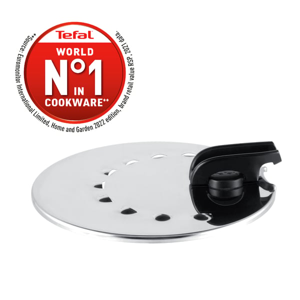 Tefal Ingenio L9829802 kattilan kansi Pyöreä Musta, Ruostumaton teräs
