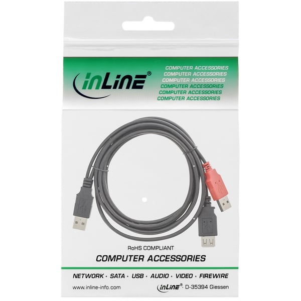InLine 34510Z USB-kabel 0,2 m 2 x USB A USB A 0,48 Gbit/sek. Sort