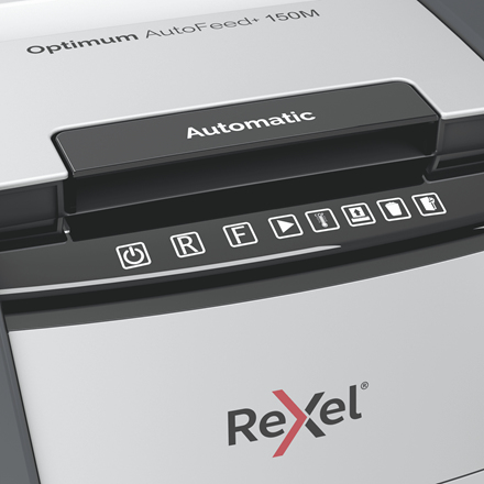 Rexel Optimum AutoFeed+ 150M papirmakulator Mikromakulering 55 dB 22 cm Sort, Grå