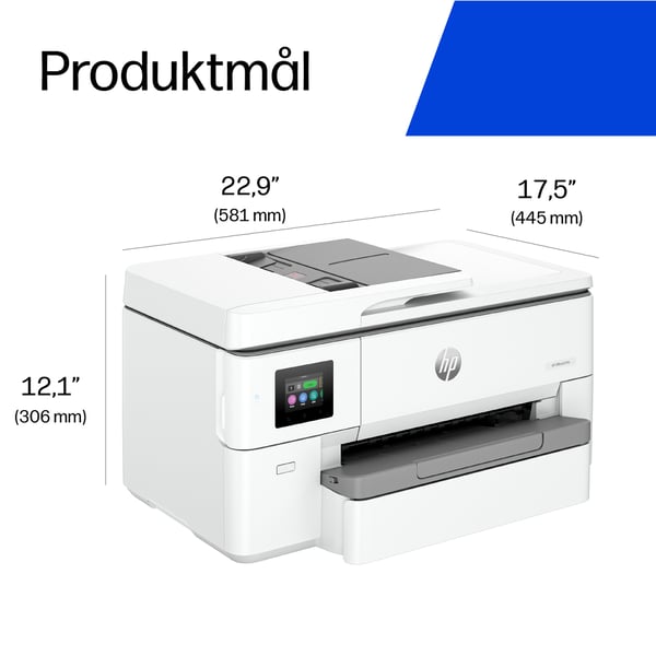 HP OfficeJet Pro 9720e Trådløst All-in-One Farve Printer, Tosidet print; Kopimaskine, scanner