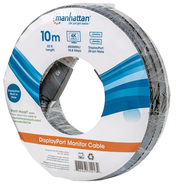 Manhattan 354134 DisplayPort kabel 10 m Sort