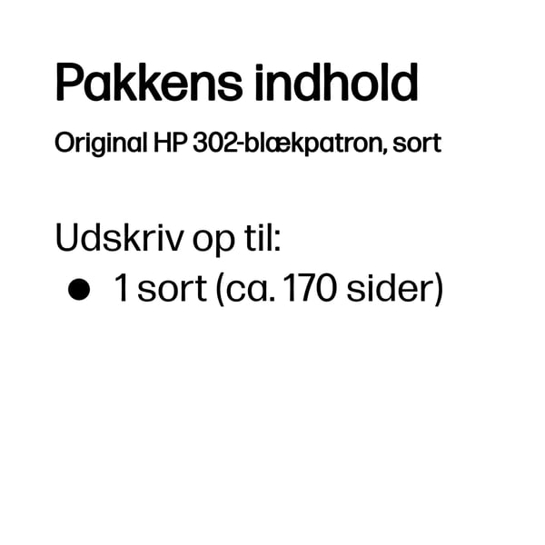 HP Original 302-blækpatron, sort