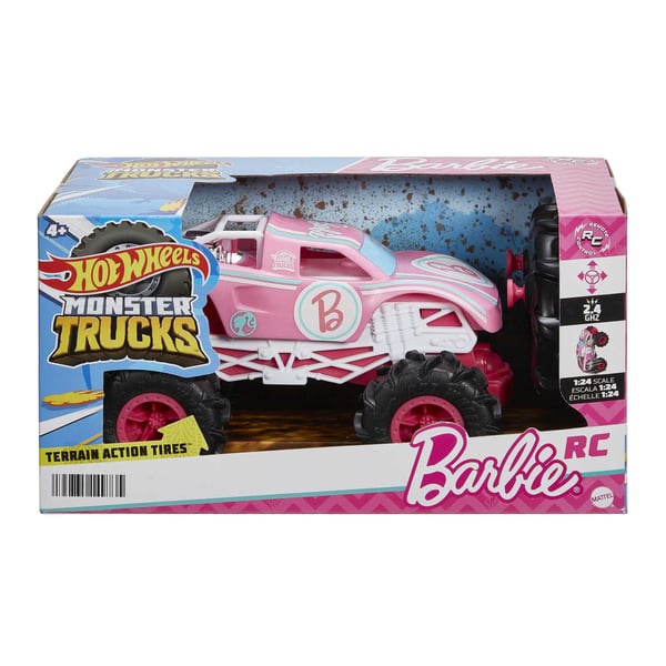 Hot Wheels Kauko-ohjattava Barbie -monsteriauto mittakaavassa 1:24