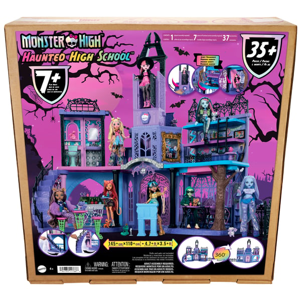 Monster High Monster High-dukkehus med hjemsøgt gymnasie med over 35 møbler og tilbehørsdele