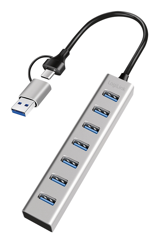 LogiLink UA0441 interface hub USB 3.2 Gen 1 (3.1 Gen 1) Type-A + Type-C 5000 Mbit/s Grå