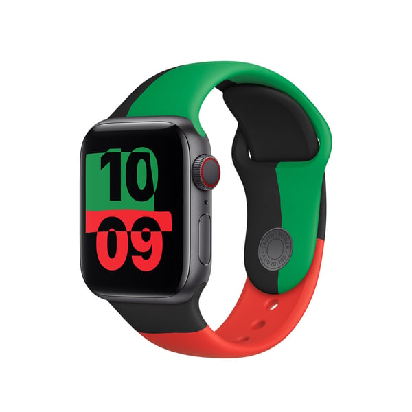 Apple MUQ53ZM/A Älyrannekkeen lisätarvike Yhtye Musta, Vihreä, Punainen Fluoroelastomeeri