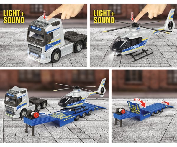 Majorette Volvo Truck + Airbus Police Helicopter