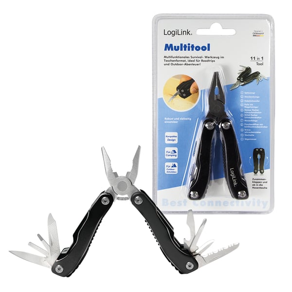 LogiLink WZ0044 multiverktygstänger Fickformat 11 verktyg Svart, Silver