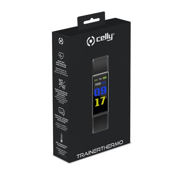 Celly TRAINERTHERMOBK Äly- ja urheilukello 2,44 cm (0.96") LCD Digitaalinen Musta
