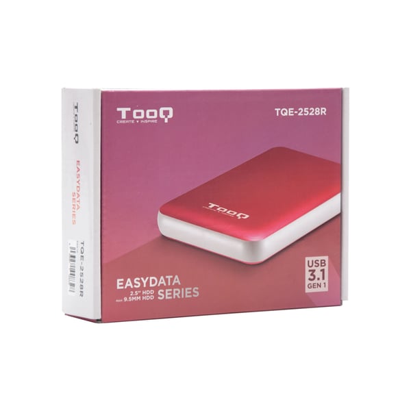 TooQ TQE-2528R Hölje för lagringsenheter SSD-inkapsling Röd 2.5"