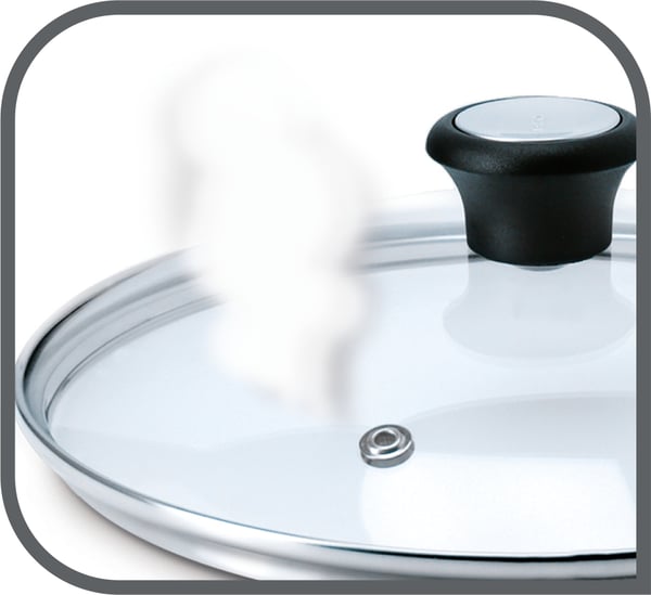 Tefal 28097912 låg Rund Sort, Stål, Transparent