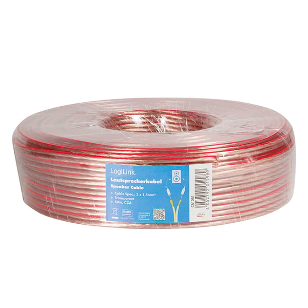 LogiLink CA1081 ljudkabel 50 m Transparent