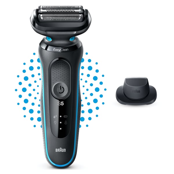 Braun Series 5 51-M1200s rakapparater för män Folierakapparat Trimmer Svart, Blå
