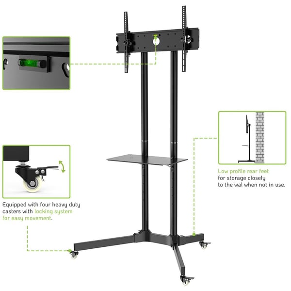 Techly ICA-TR6 TV-kiinnike 165,1 cm (65") Musta