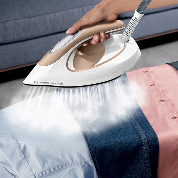 Tefal Express Airglide SV8027 1,8 L Durilium Airglide-sålplade Brun, Hvid