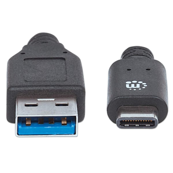 Manhattan 353373 USB-kabel USB 3.2 Gen 2 (3.1 Gen 2) 1 m USB A USB C 10 Gbit/sek. Sort