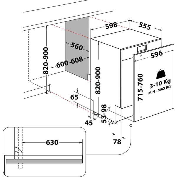 Whirlpool WH7IA15AM6L0 Fuldt indbygget 15 kuverter