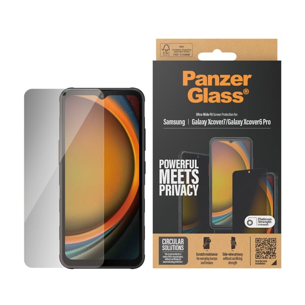 PanzerGlass ® 2-Way Privacy Screen Protector Samsung Galaxy Xcover7 Pro | Xcover7 | Xcover6 Pro | Ultra-Wide Fit Genomskinligt skärmskydd 1 styck