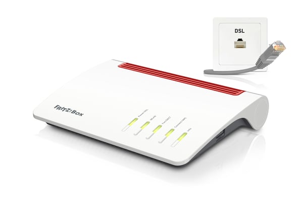 Box FRITZ! 7590 trådløs router Gigabit Ethernet Dual-band (2,4 GHz / 5 GHz) Grå, Rød, Hvid