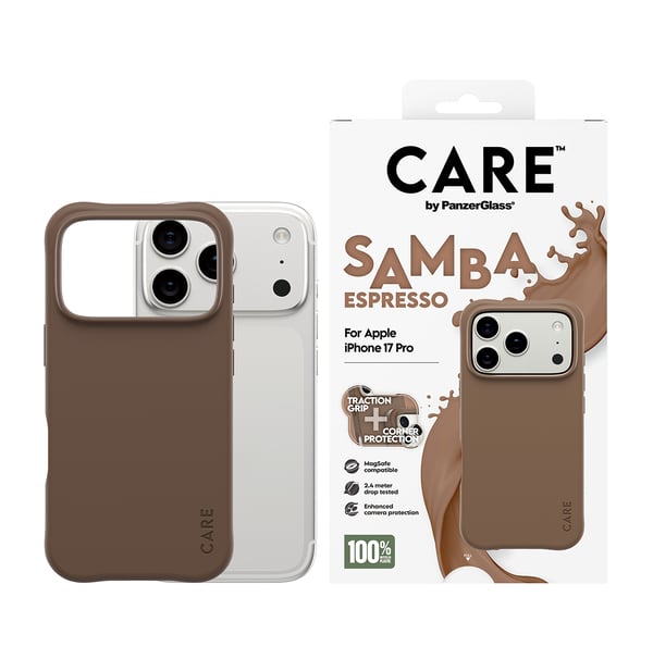 PanzerGlass CARE™ by ® Samba Case Espresso w. MagSafe iPhone 17 Pro mobiltelefonfodral Mobilskal Brun