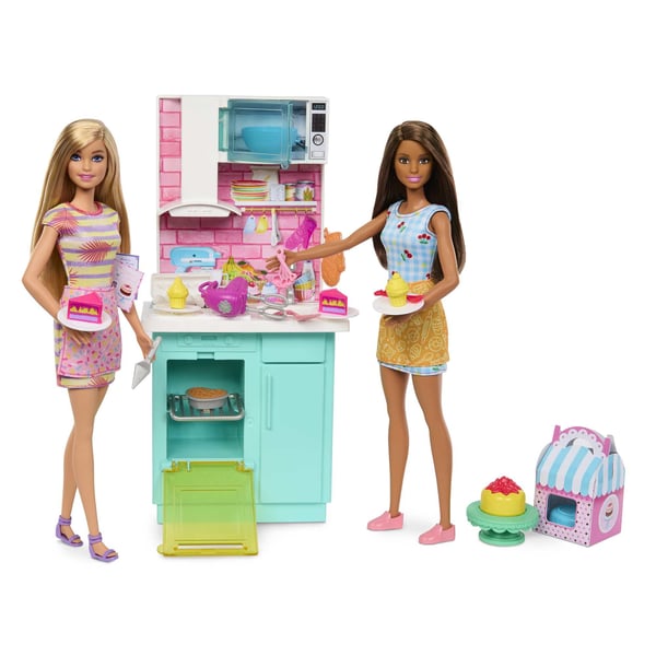 Barbie Celebration Fun-dukker og tilbehør, bagelegesæt med 2 dukker, ovn og over 15 stk. tilbehør