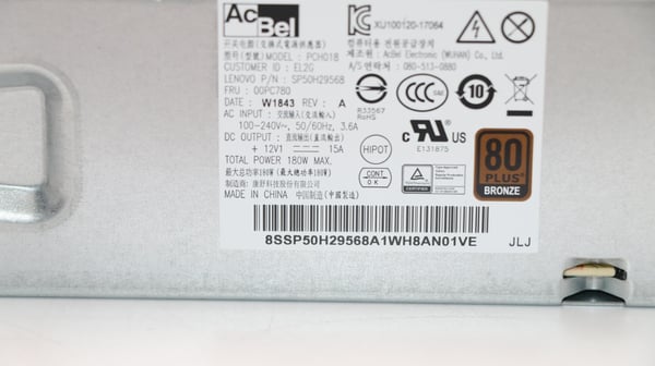 Lenovo 00PC780 strömförsörjningsenheter 180 W Silver