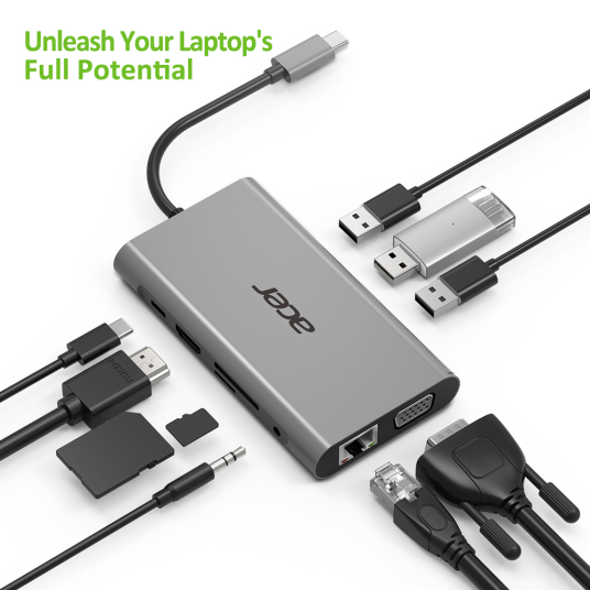 Acer HP.DSCAB.002 dockingstation USB 3.2 Gen 1 (3.1 Gen 1) Type-C Sølv