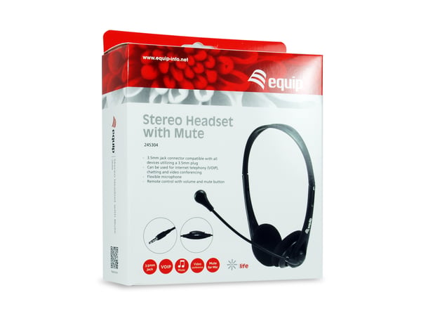 Equip 245304 hovedtelefoner/headset Ledningsført Kontor/Callcenter Sort