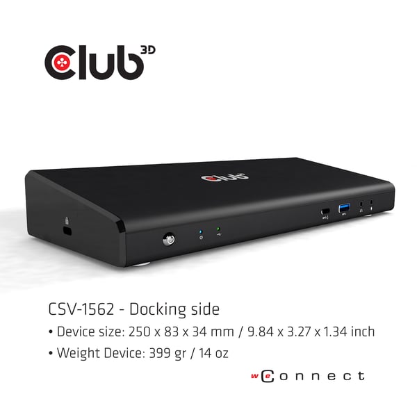 CLUB3D The CSV-1562 is an USB3.2 Gen1 Type-C Universal Triple 4K30Hz Charging Docking Station and is DisplayLink® Certified. The Universal Charging Dock