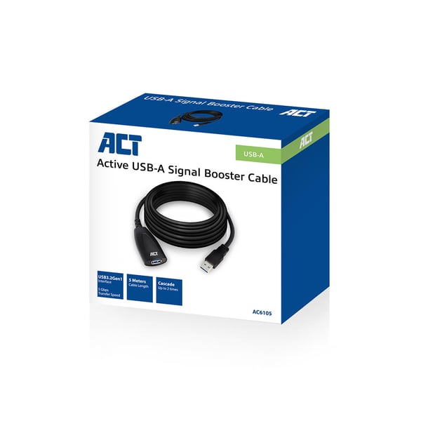 ACT AC6105 USB-kabel USB 3.2 Gen 1 (3.1 Gen 1) 5 m USB A 5 Gbit/sek. Sort