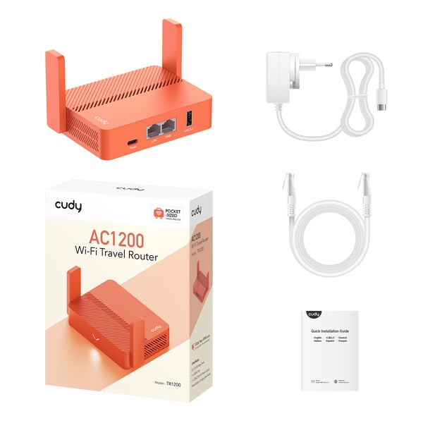 Cudy AC1200 trådløs router Hurtigt ethernet Dual-band (2,4 GHz / 5 GHz) Orange