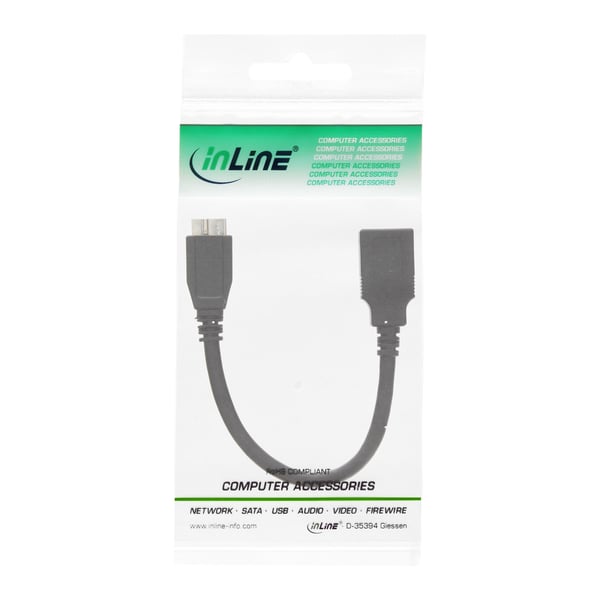 InLine 31609 USB-kabel 0,15 m USB A Micro-USB B Sort