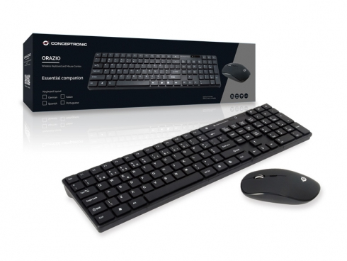 Conceptronic Orazio tastatur Mus inkluderet Hjem RF trådløst QWERTY Portugisisk Sort