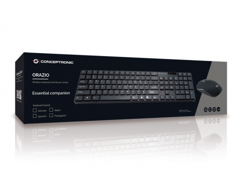 Conceptronic Orazio tastatur Mus inkluderet Hjem RF trådløst QWERTY Spansk Sort