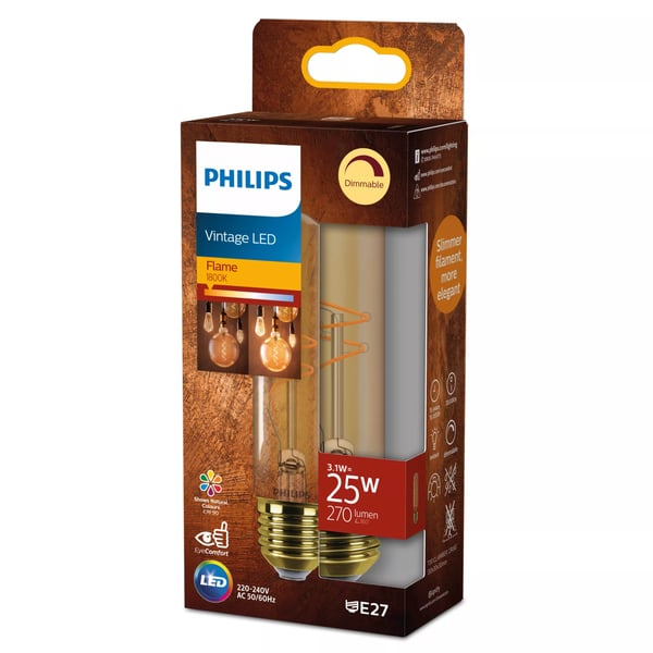Philips Filament pære, ravfarvet 25 W T30 E27