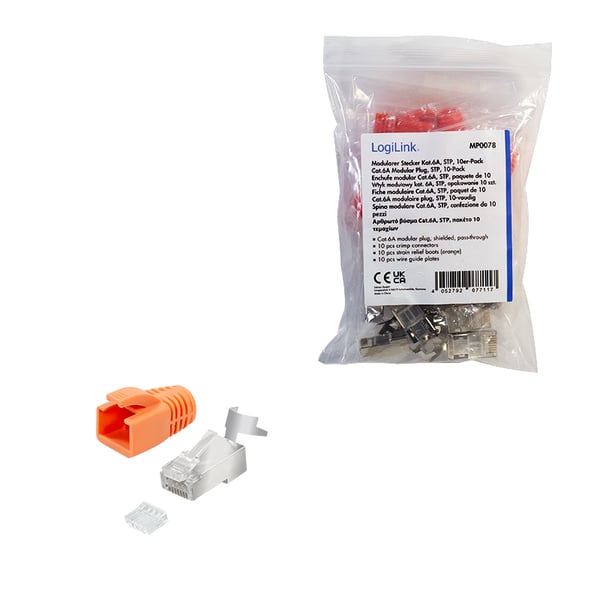 LogiLink MP0078 kabelsamler RJ-45 Orange, Sølv