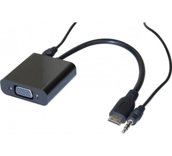 Hypertec 127856-HY videokabel adapter 0,13 m HDMI Type C (Mini) VGA (D-Sub) + 3.5mm Sort