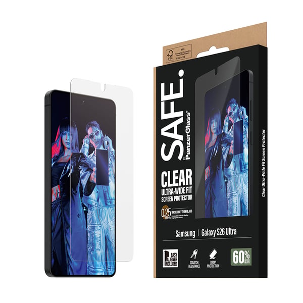 PanzerGlass SAFE. by ® Screen Protector Samsung Galaxy S26 Ultra | Ultra-Wide Fit w. EasyAligner Genomskinligt skärmskydd 1 styck