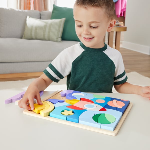Fisher-Price rumpuslespil i træ til børnehavebørn, 42 dele i træ