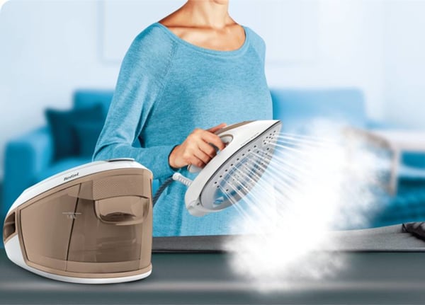Tefal Express Airglide SV8027 1,8 L Durilium Airglide-sålplade Brun, Hvid