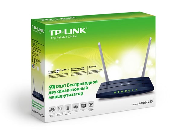 TP-Link Archer C50 trådløs router Hurtigt ethernet Dual-band (2,4 GHz / 5 GHz) Sort