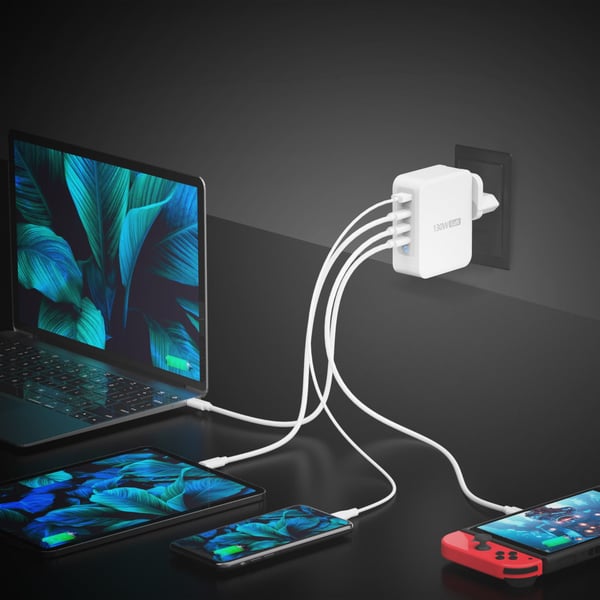 j5create JUP43130E-EN - 130W GaN 4-ports USB-C®-oplader - EU