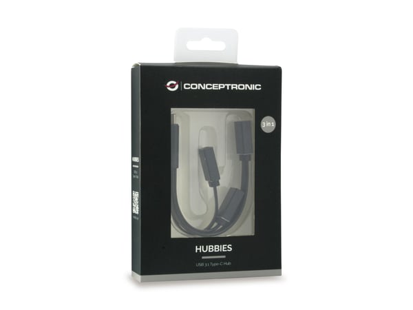 Conceptronic HUBBIES01B gränssnittshubbar USB 3.2 Gen 2 (3.1 Gen 2) Type-C 5000 Mbit/s Svart