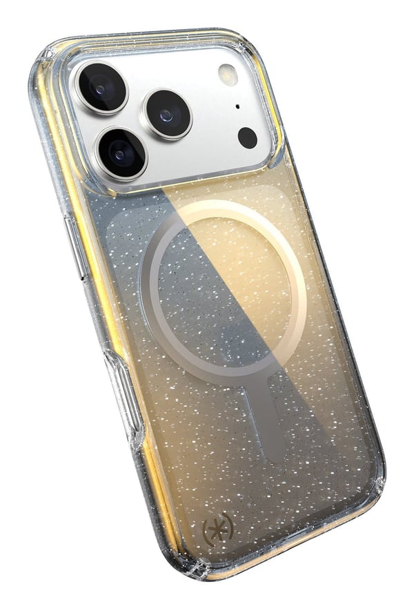 Speck Presidio Lux MagSafe - iPhone 17 Pro Cover (Hyper Mirror Glitter / Sølv Metallic)