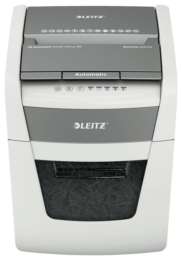 Leitz IQ Small Office 50X automaattinen paperisilppuri, P4 Leitz IQ Small Office 50X automaattinen paperisilppuri, P4