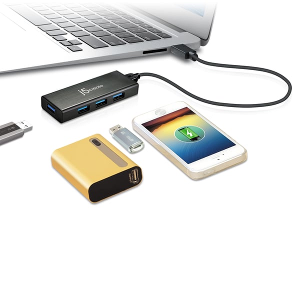 j5create JUH340-N Mini-hub med 4 USB 3.0-porte - EU/UK