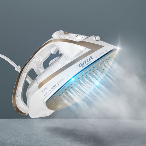 Tefal Puregliss FV8042 Torr & Ångstrykjärn Durilium AirGlide Autoclean soleplate 3000 W brons, Vit